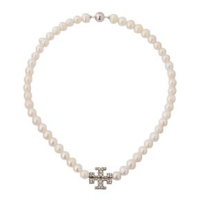 Tory Burch Kira Pearl Necklace in silver. NWOT